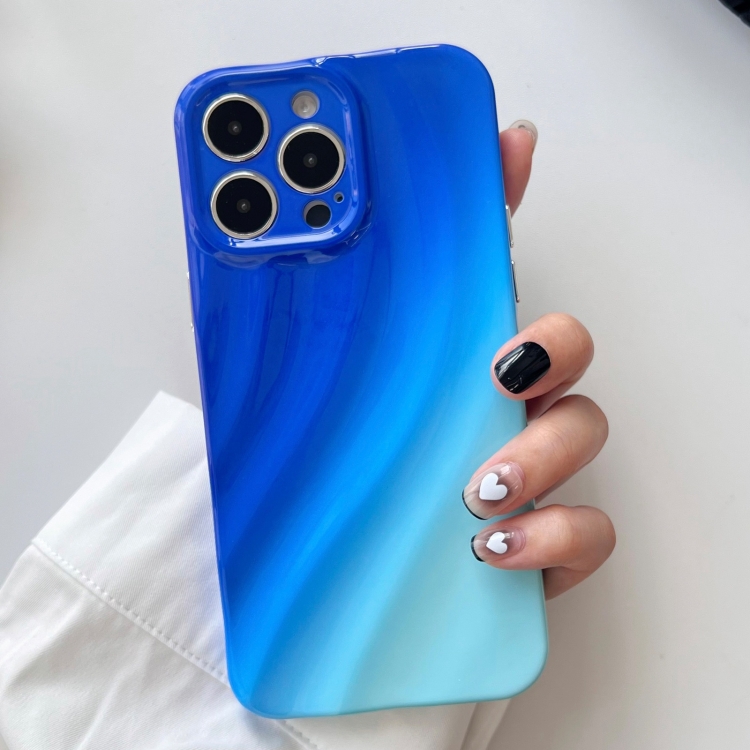 

For iPhone 14 Pro Max Wave Texture Gradient Color TPU Phone Case(Blue-Sky Blue)