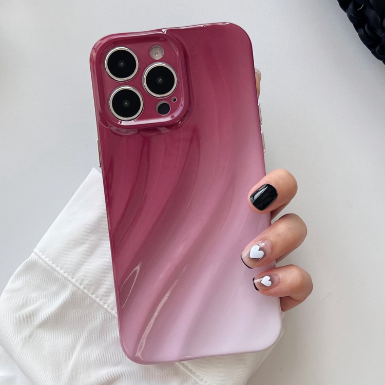 

For iPhone 14 Pro Max Wave Texture Gradient Color TPU Phone Case(Wine Red-White)