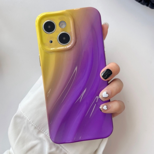 

For iPhone 13 Pro Max Wave Texture Gradient Color TPU Phone Case(Yellow-Purple)