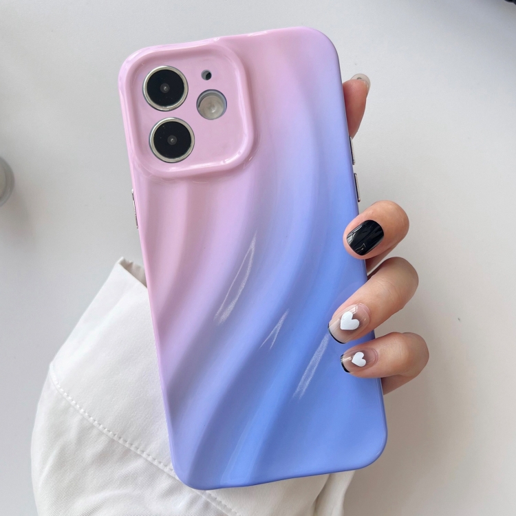

For iPhone 11 Wave Texture Gradient Color TPU Phone Case(Pink-Blue)
