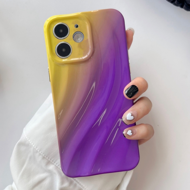 

For iPhone 11 Wave Texture Gradient Color TPU Phone Case(Yellow-Purple)