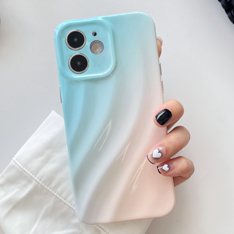 

For iPhone 11 Wave Texture Gradient Color TPU Phone Case(Blue-Pink)