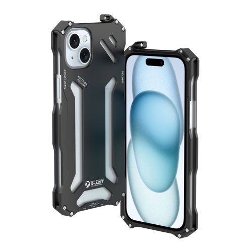 

For iPhone 15 R-JUST RJ17 Shockproof Armor Metal Phone Case(Black)