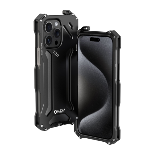 

For iPhone 15 Pro R-JUST RJ17 Shockproof Armor Metal Phone Case(Black)