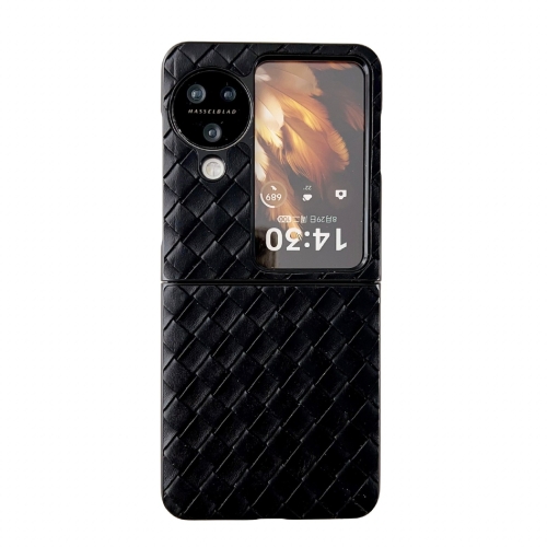 

For OPPO Find N3 Flip Woven Texture Shockproof Phone Case(Black)