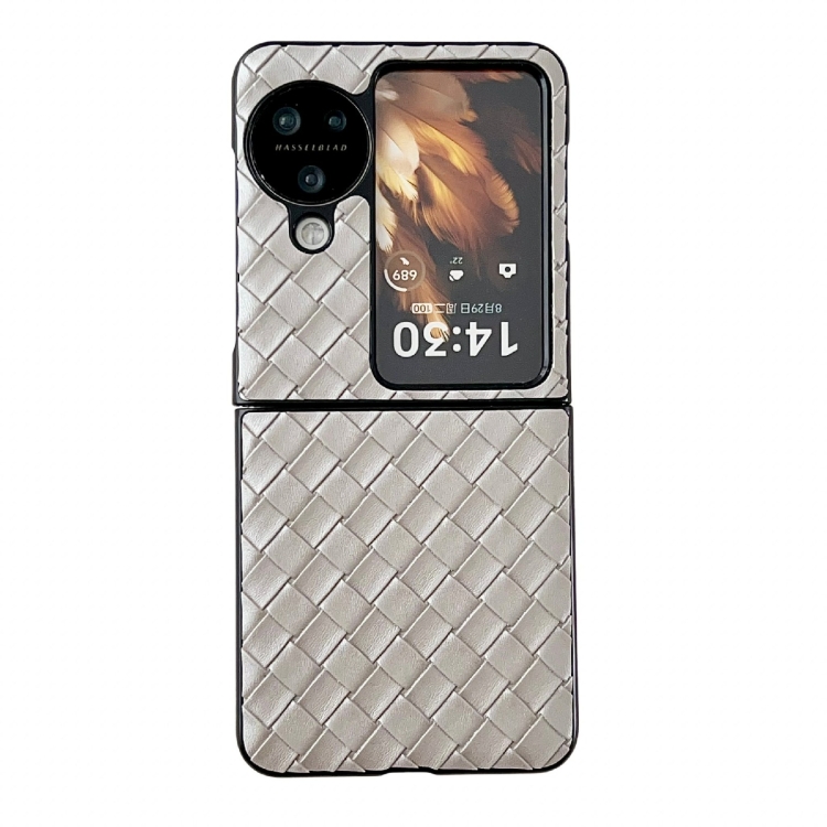 

For OPPO Find N3 Flip Woven Texture Shockproof Phone Case(Grey)