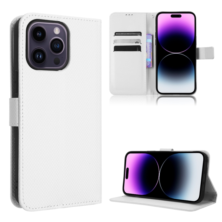 

For iPhone 15 Pro Diamond Texture Leather Phone Case(White)