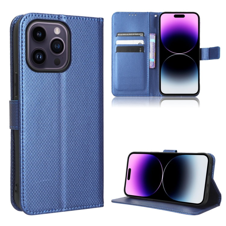 

For iPhone 15 Pro Diamond Texture Leather Phone Case(Blue)