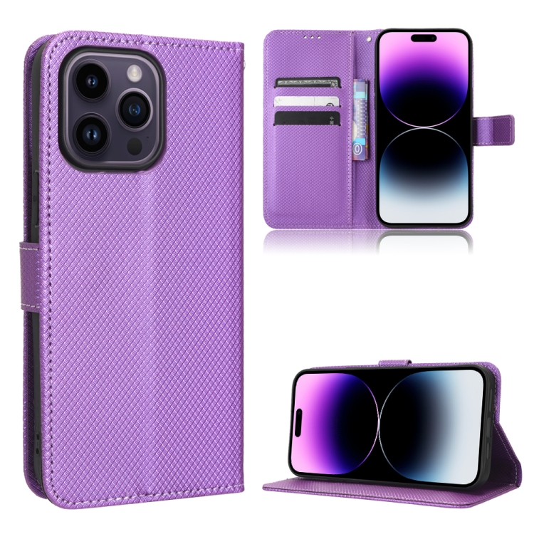 

For iPhone 15 Pro Diamond Texture Leather Phone Case(Purple)