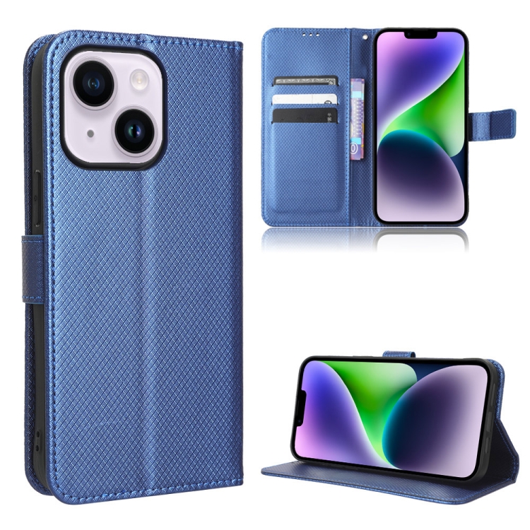 

For iPhone 15 Diamond Texture Leather Phone Case(Blue)