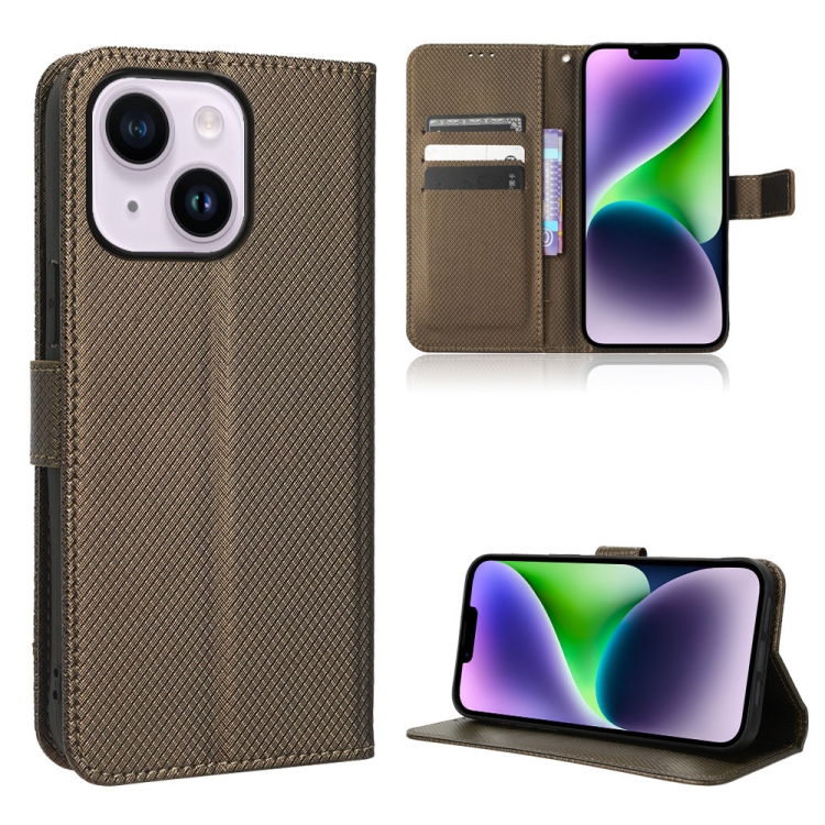 

For iPhone 15 Diamond Texture Leather Phone Case(Brown)