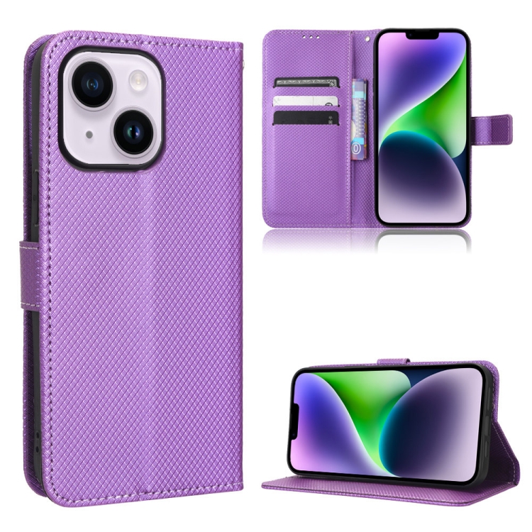 

For iPhone 15 Diamond Texture Leather Phone Case(Purple)