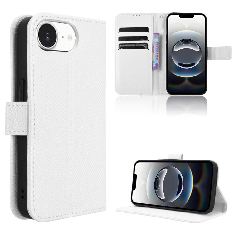 

For iPhone 16e Diamond Texture Leather Phone Case(White)