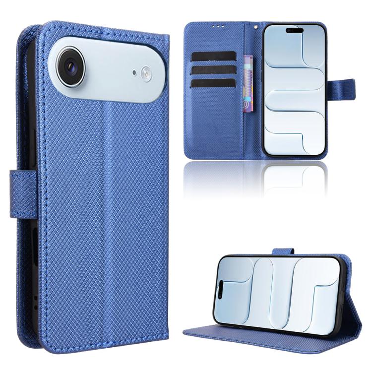 

For iPhone Air Diamond Texture Leather Phone Case(Blue)