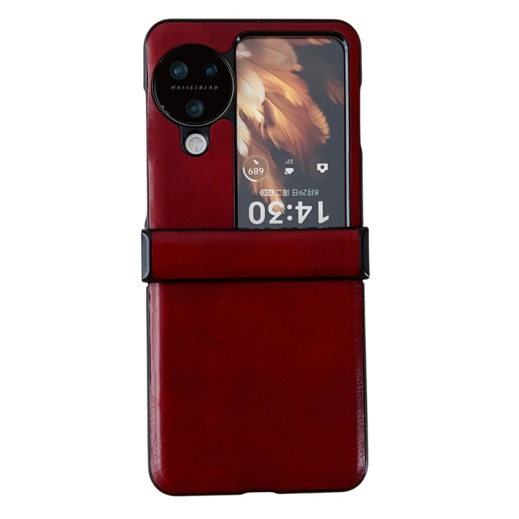 

For OPPO Find N3 Flip Crazy Horse Texture Hinge Shockproof Protective Phone Case(Red)