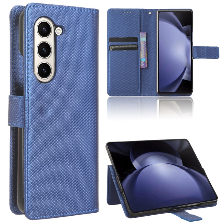 

For Samsung Galaxy Z Fold6 Diamond Texture Leather Phone Case(Blue)
