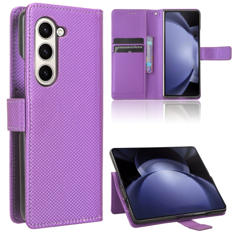 

For Samsung Galaxy Z Fold6 Diamond Texture Leather Phone Case(Purple)