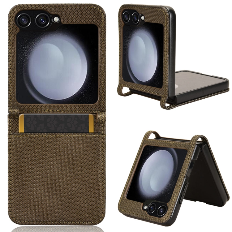 

For Samsung Galaxy Flip6 Diamond Texture Leather Phone Case(Brown)