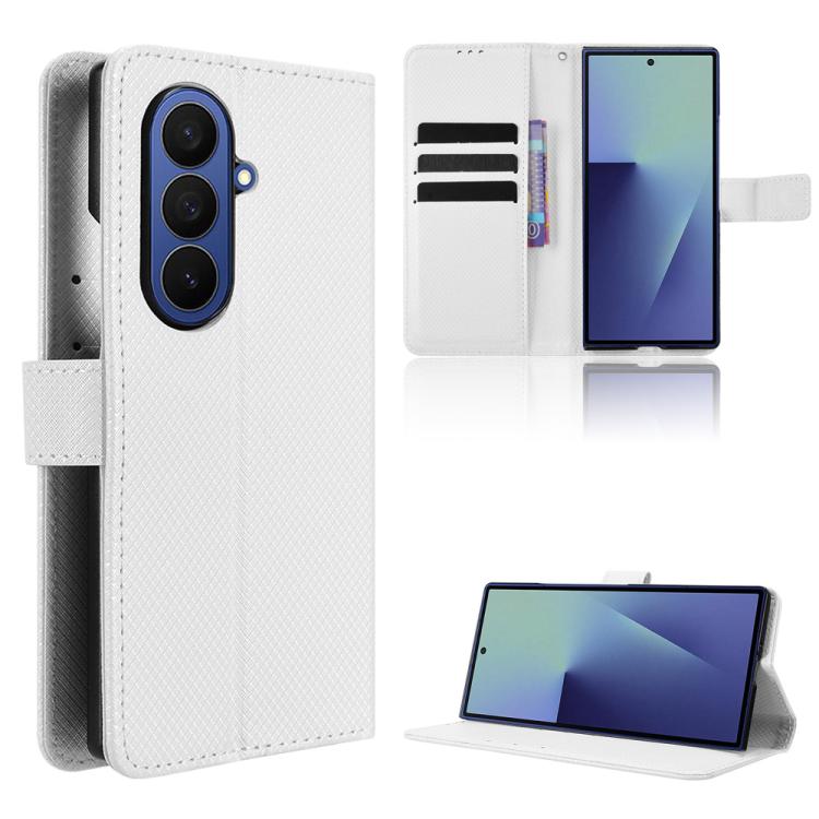 

For Samsung Galaxy Z Fold7 Diamond Texture Leather Phone Case(White)