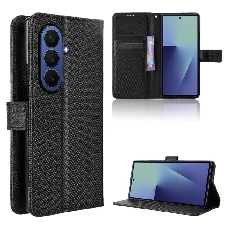 

For Samsung Galaxy Z Fold7 Diamond Texture Leather Phone Case(Black)