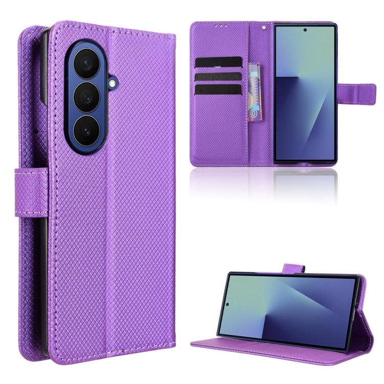 

For Samsung Galaxy Z Fold7 Diamond Texture Leather Phone Case(Purple)