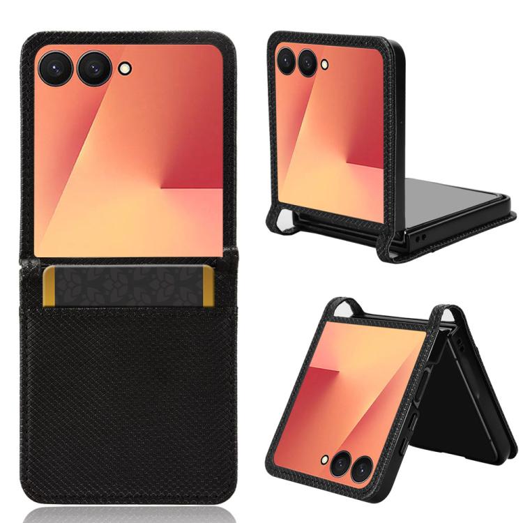 

For Samsung Galaxy Flip7 5G Diamond Texture Leather Phone Case(Black)