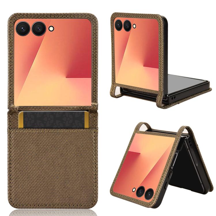 

For Samsung Galaxy Flip7 5G Diamond Texture Leather Phone Case(Brown)