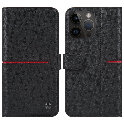 

For iPhone 15 Pro GEBEI Top-grain Horizontal Flip Leather Phone Case(Black)