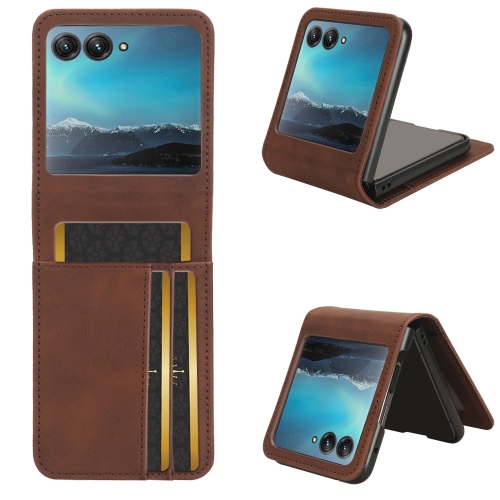 

For Motorola Razr 40 Ultra Skin Feel Card Slot Leather Phone Case(Brown)