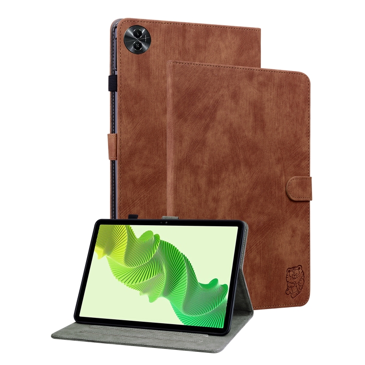 

For Realme Pad 2 Tiger Pattern Flip Leather Tablet Case(Brown)