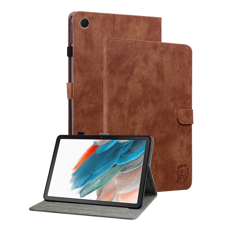 

For Samsung Galaxy Tab А9 Tiger Pattern Flip Leather Tablet Case(Brown)