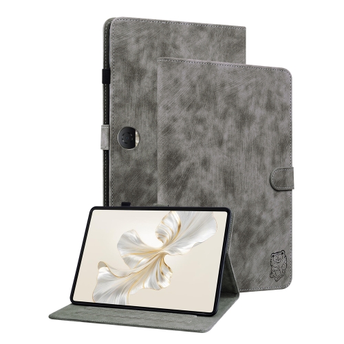 

For Honor Pad 9 12.1 Embossed Tiger Pattern Leather Tablet Case(Grey)
