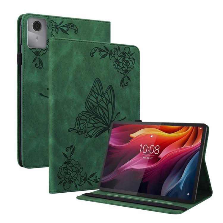 

For Lenovo Idea Tab 11 / Xiaoxin Pad 2025 Butterfly Flower Embossed Leather Tablet Case(Green)
