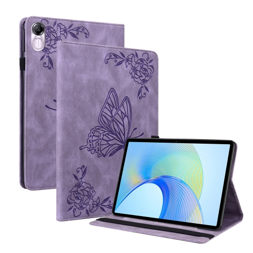 

For Honor Pad X8 Pro/X9 Butterfly Flower Embossed Leather Tablet Case(Purple)