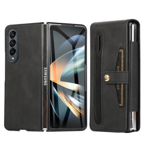 

For Samsung Galaxy Z Fold4 Multifunctional Folding Phone Leather Case(Black)