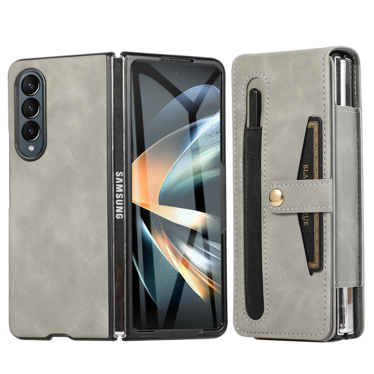 

For Samsung Galaxy Z Fold3 5G Multifunctional Folding Phone Leather Case(Grey)