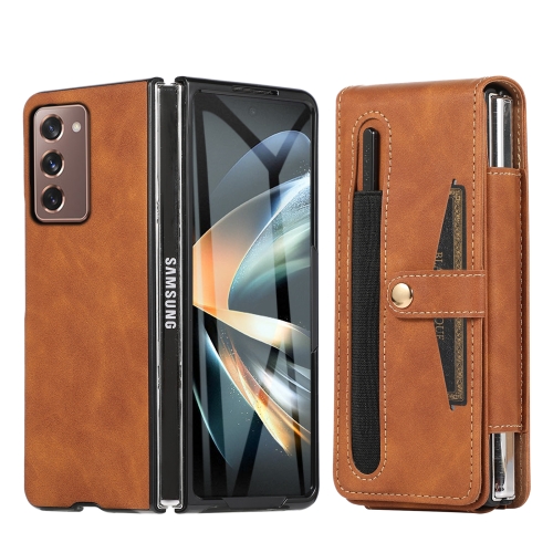 

For Samsung Galaxy Z Fold2 5G Multifunctional Folding Phone Leather Case(Brown)