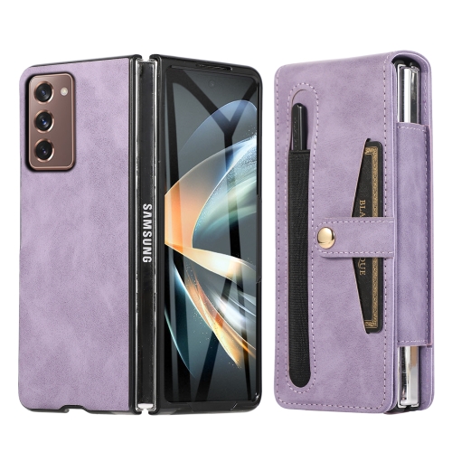 

For Samsung Galaxy Z Fold2 5G Multifunctional Folding Phone Leather Case(Purple)