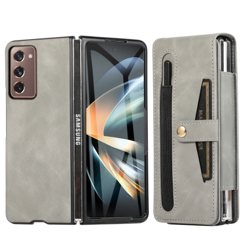 

For Samsung Galaxy Z Fold2 5G Multifunctional Folding Phone Leather Case(Grey)