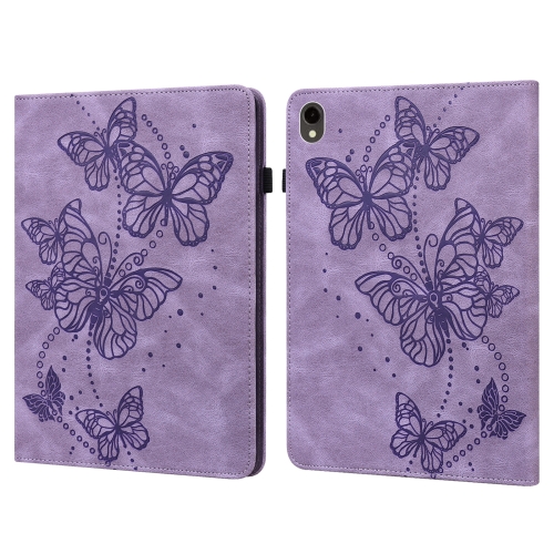 

For Samsung Galaxy Tab S9 Embossed Butterfly Pattern Horizontal Flip Leather Tablet Case(Purple)