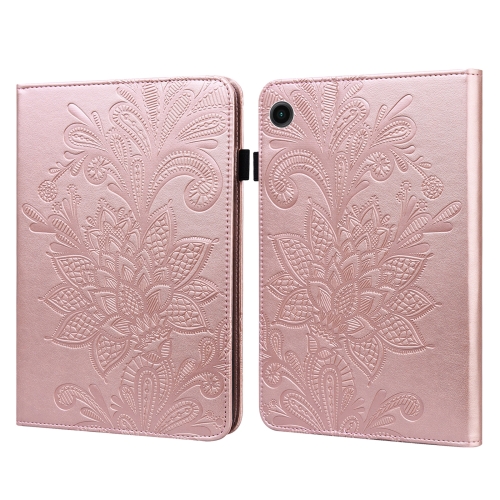 

For Samsung Galaxy Tab A9 Lace Flower Embossing Pattern PU Tablet Case(Gold)