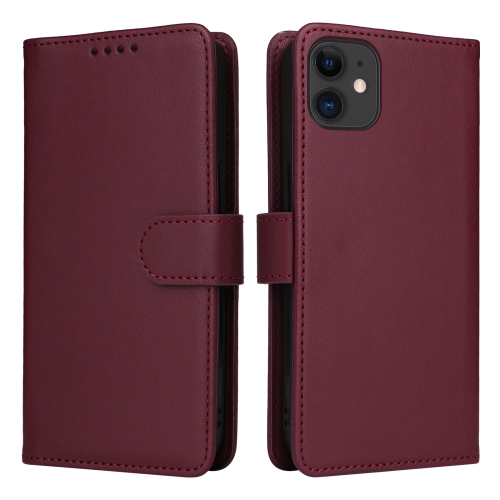 For iPhone 11 BETOPNICE BN-005 2 in 1 Detachable Imitate Genuine Leather Phone Case(Wine Red) for iphone 6 7 8 betopnice bn 005 2 in 1 detachable imitate genuine leather phone case wine red