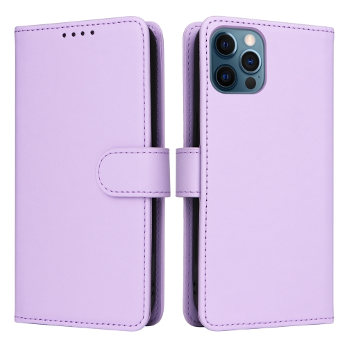 For iPhone 12 Pro Max BETOPNICE BN-005 2 in 1 Detachable Imitate Genuine Leather Phone Case(Light Purple) for iphone 13 pro betopnice bn 005 2 in 1 detachable imitate genuine leather phone case brown