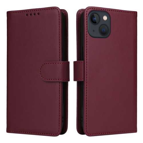 

For iPhone 13 / 14 BETOPNICE BN-005 2 in 1 Detachable Imitate Genuine Leather Phone Case(Wine Red)