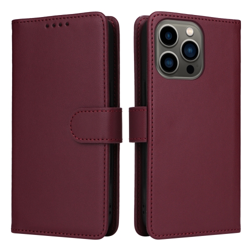 

For iPhone 13 Pro BETOPNICE BN-005 2 in 1 Detachable Imitate Genuine Leather Phone Case(Wine Red)