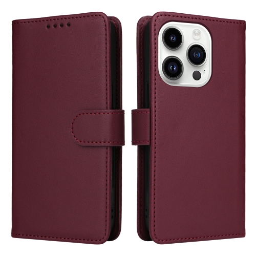 

For iPhone 14 Pro BETOPNICE BN-005 2 in 1 Detachable Imitate Genuine Leather Phone Case(Wine Red)