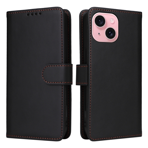 

For iPhone 15 BETOPNICE BN-005 2 in 1 Detachable Imitate Genuine Leather Phone Case(Black)