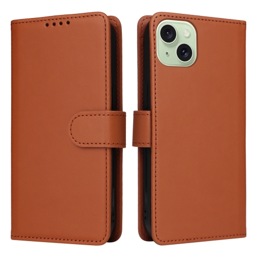 For iPhone 15 Plus BETOPNICE BN-005 2 in 1 Detachable Imitate Genuine Leather Phone Case(Brown)