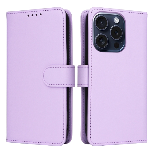 

For iPhone 15 Pro BETOPNICE BN-005 2 in 1 Detachable Imitate Genuine Leather Phone Case(Light Purple)