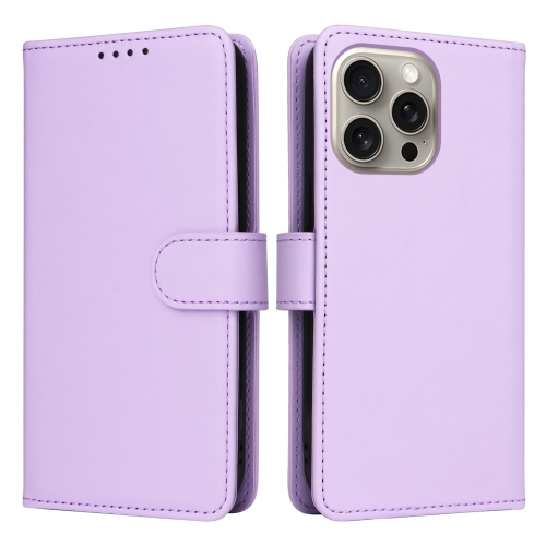For iPhone 15 Pro Max BETOPNICE BN-005 2 in 1 Detachable Imitate Genuine Leather Phone Case(Light Purple)